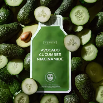 Mood image of AVOCADO, CUCUMBER, NIACINAMIDE facial sheet mask
