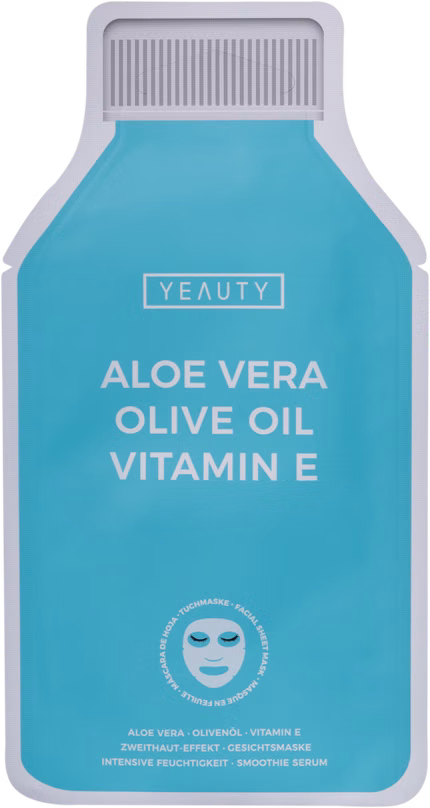 Vorderseite Produkt Tuchmaske Aloe Vera, Olive Oil, Vitamin E