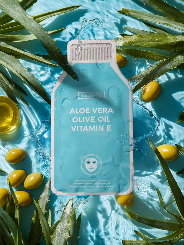 Stimmungsbild Produkt Tuchmaske Aloe Vera, Olive Oil, Vitamin E