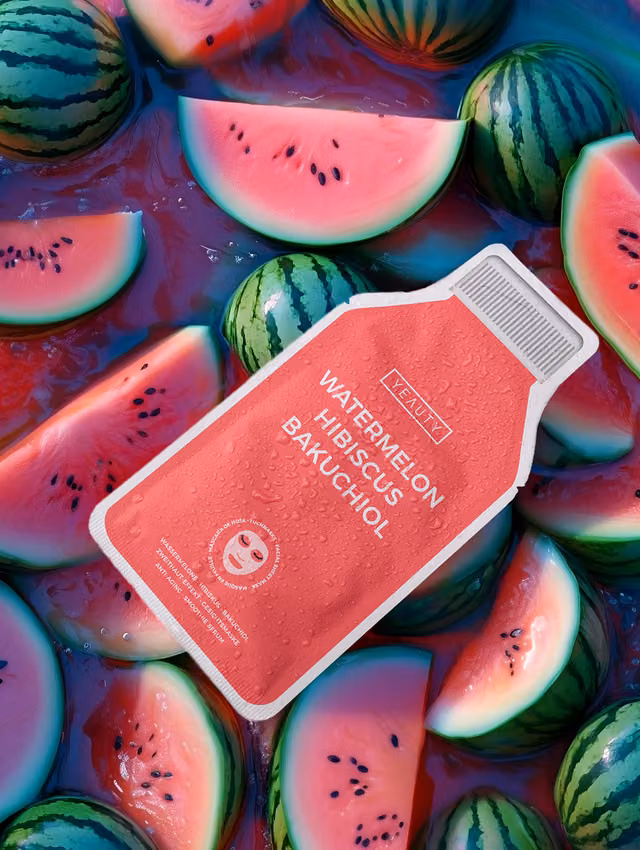 Mood image for WATERMELON, HIBISCUS, BAKUCHIOL facial sheet mask